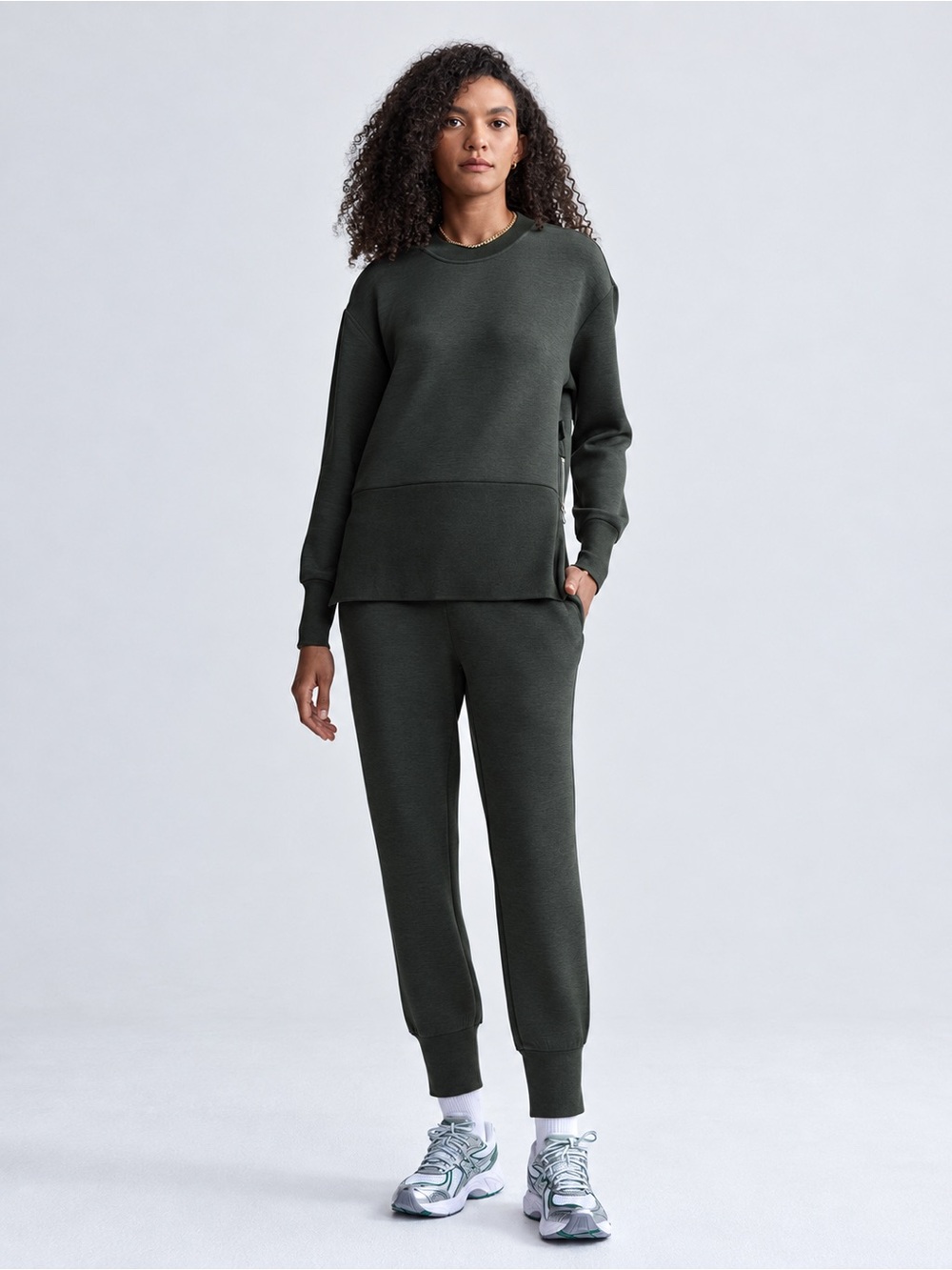 NWOT Varley Lowry Sweat  2 piece joggers and sweatshirt in Olive Marl XS